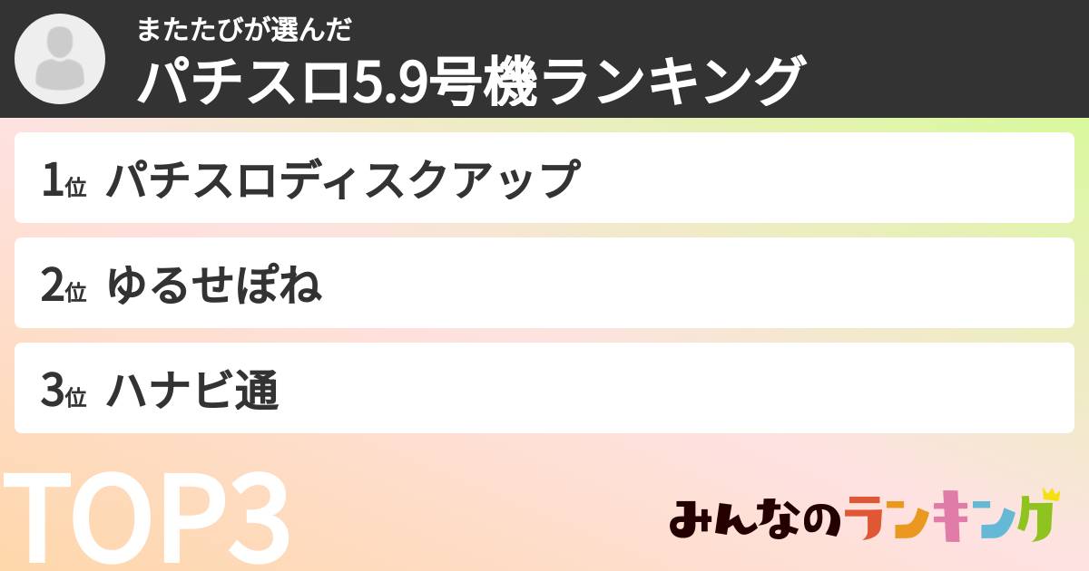 またたびさんの「パチスロ5.9号機ランキング」