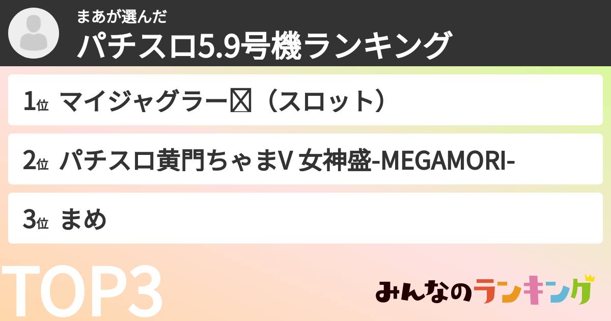まあさんの「パチスロ5.9号機ランキング」
