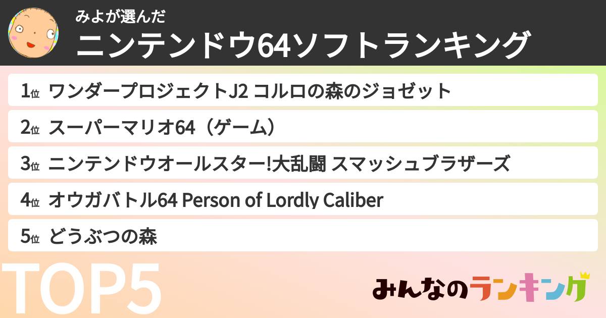 みよさんの「ニンテンドウ64ソフトランキング」