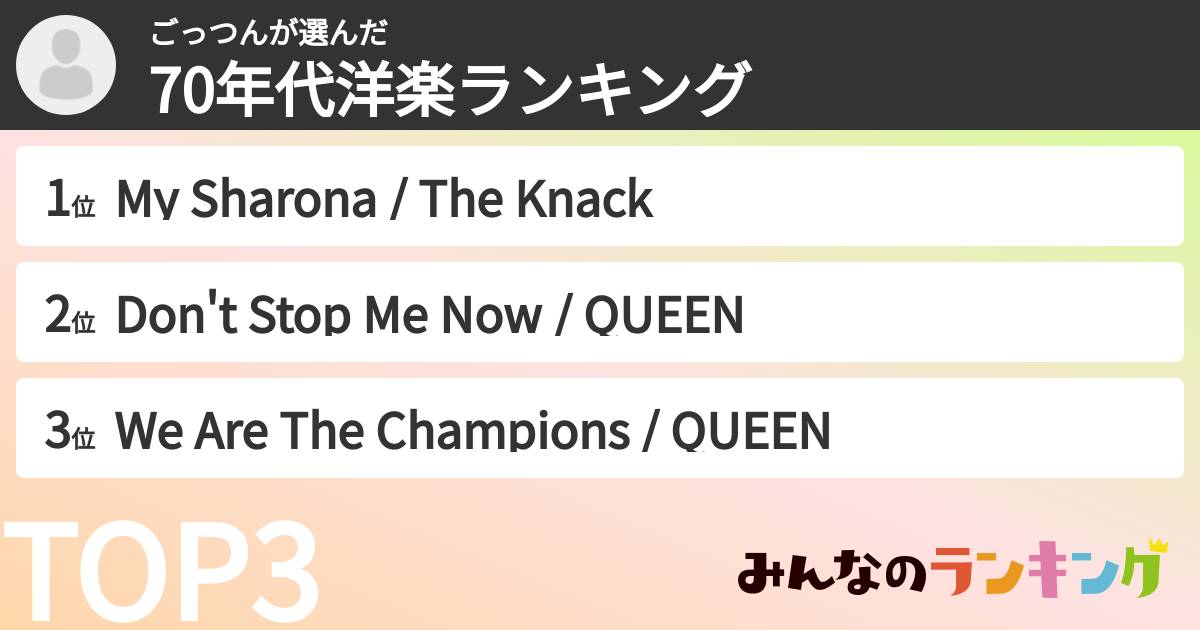 ごっつんさんの「70年代洋楽ランキング」
