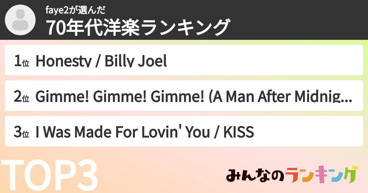 faye2さんの「70年代洋楽ランキング」