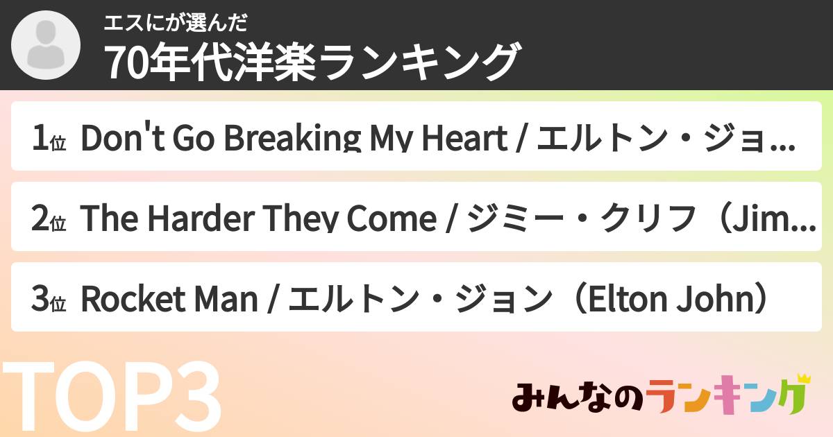 エスにさんの「70年代洋楽ランキング」