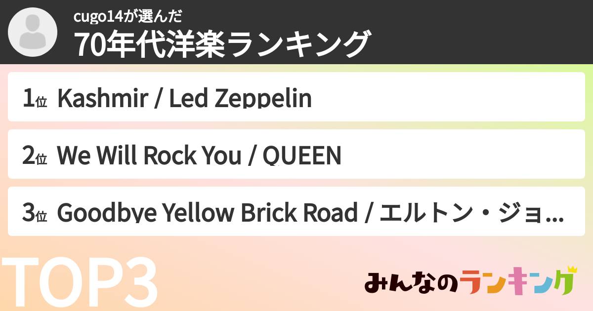 cugo14さんの「70年代洋楽ランキング」