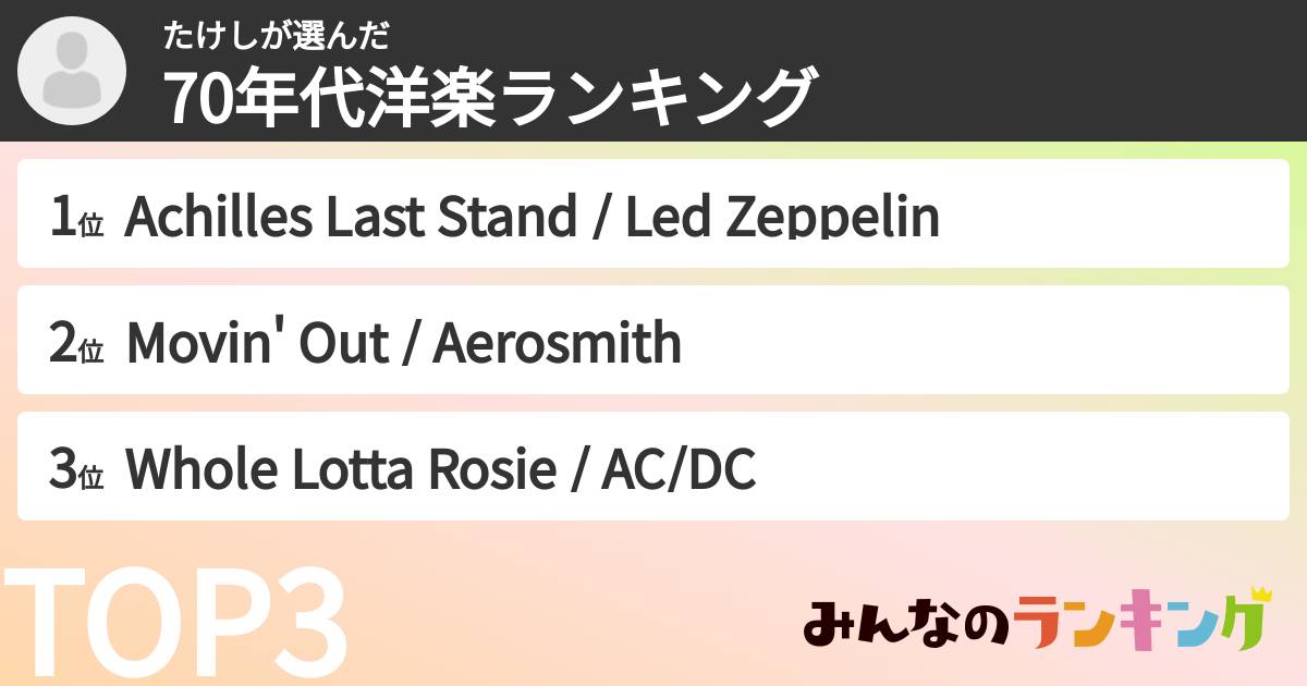 たけしさんの「70年代洋楽ランキング」