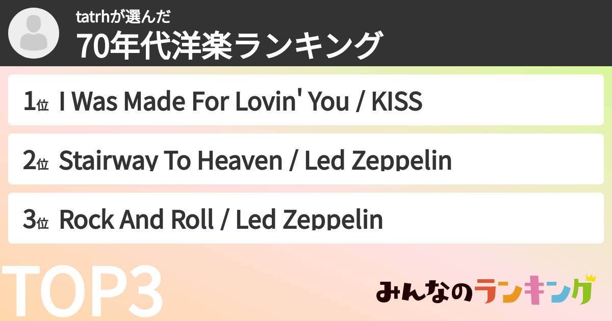 tatrhさんの「70年代洋楽ランキング」