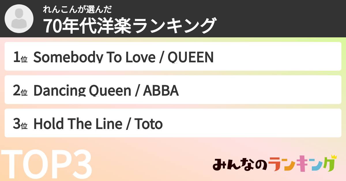れんこんさんの「70年代洋楽ランキング」