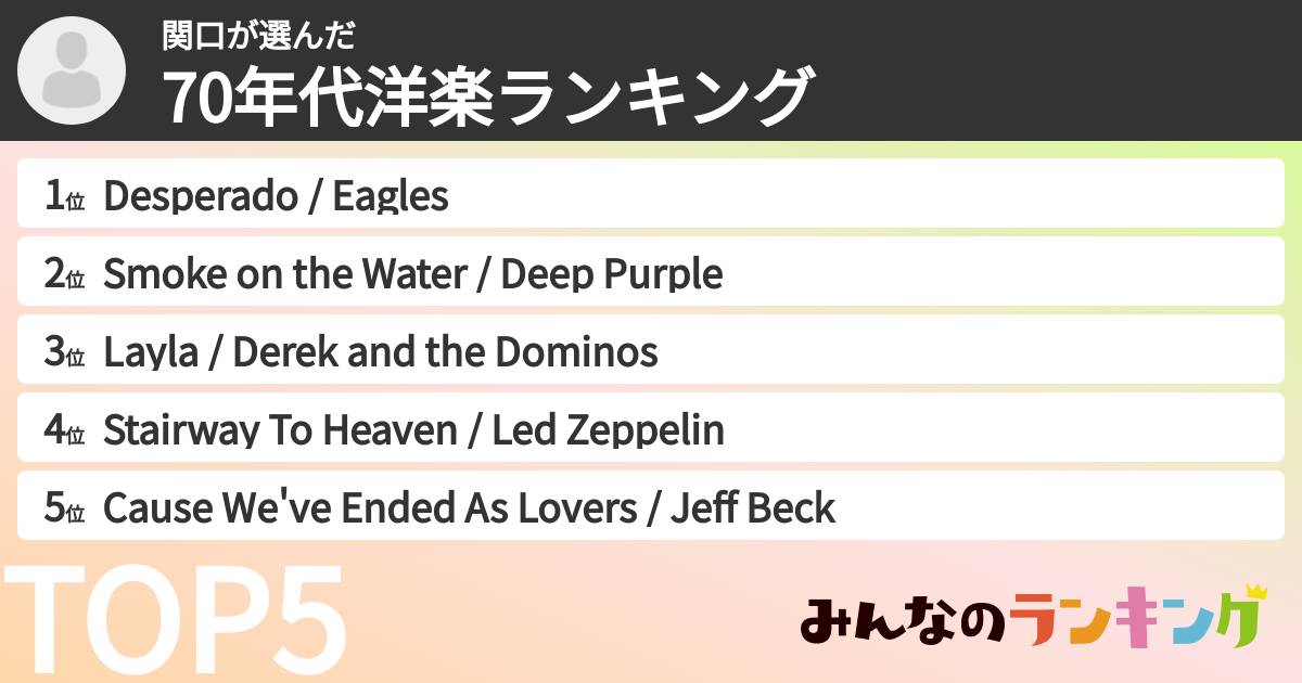 関口さんの「70年代洋楽ランキング」
