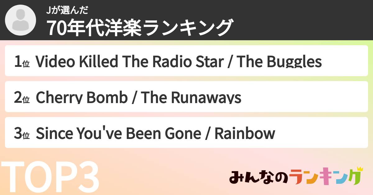 Jさんの「70年代洋楽ランキング」