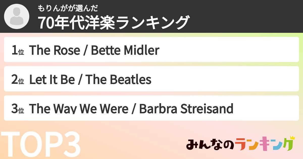 もりんがさんの「70年代洋楽ランキング」