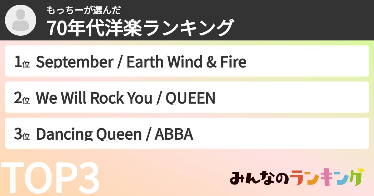 もっちーさんの「70年代洋楽ランキング」