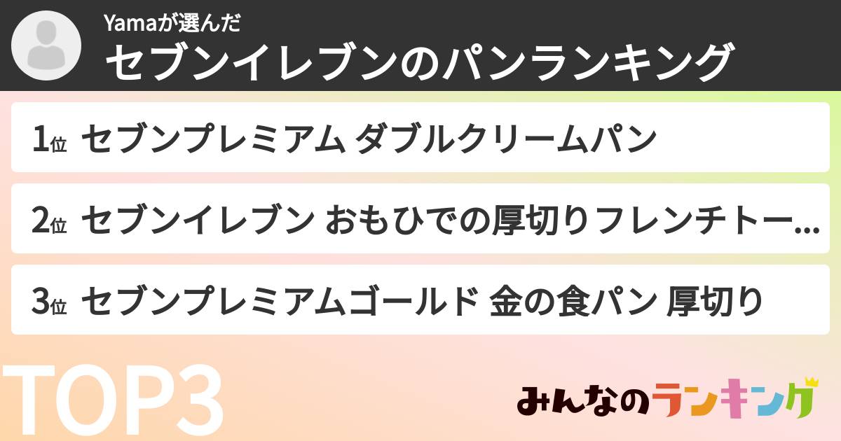 Yamaさんの「セブンイレブンのパンランキング」
