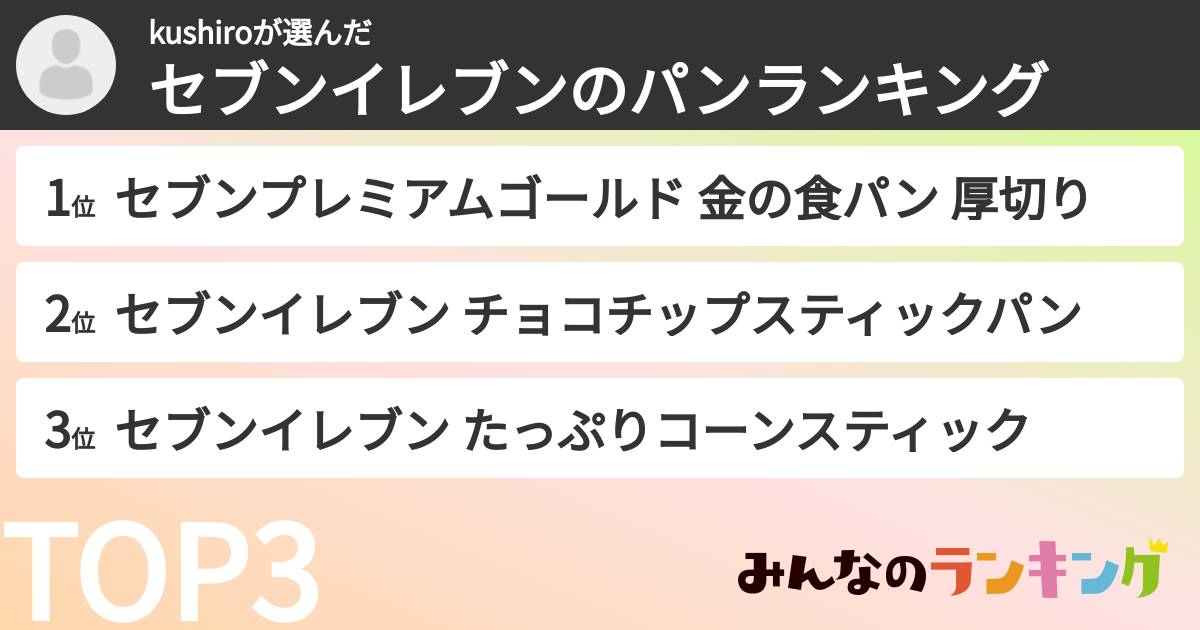 kushiroさんの「セブンイレブンのパンランキング」