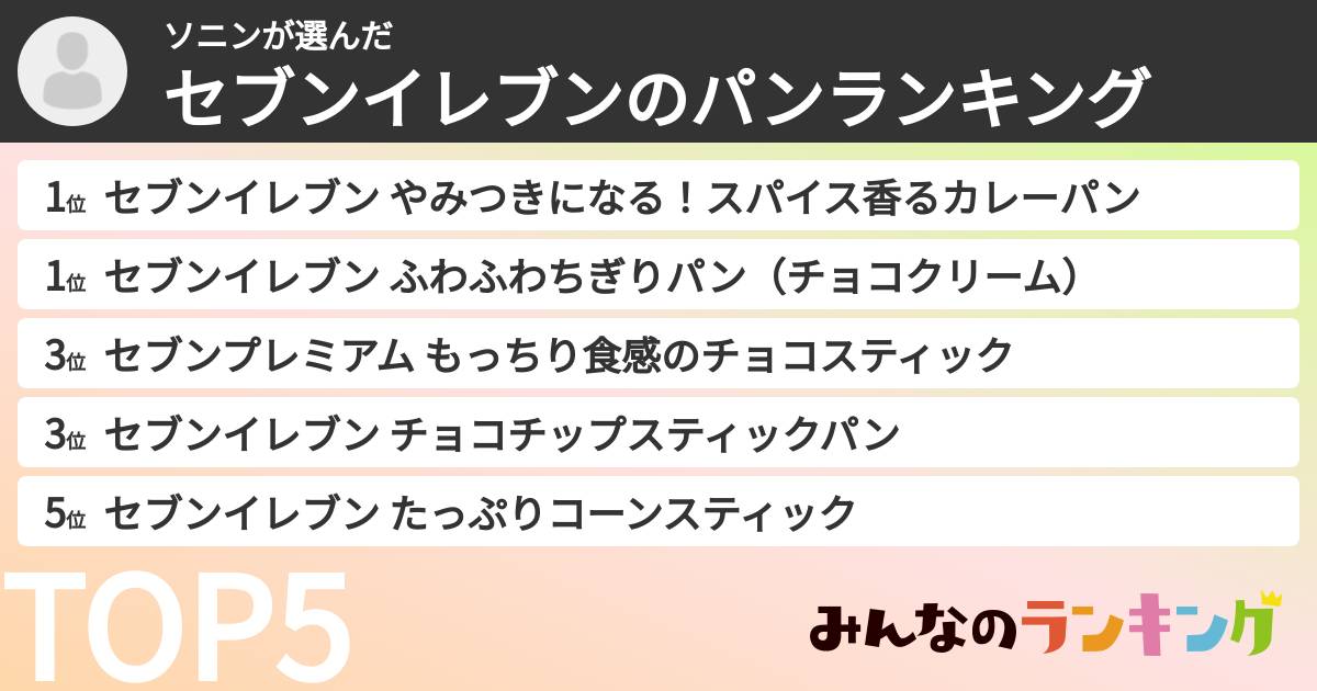 ソニンさんの「セブンイレブンのパンランキング」