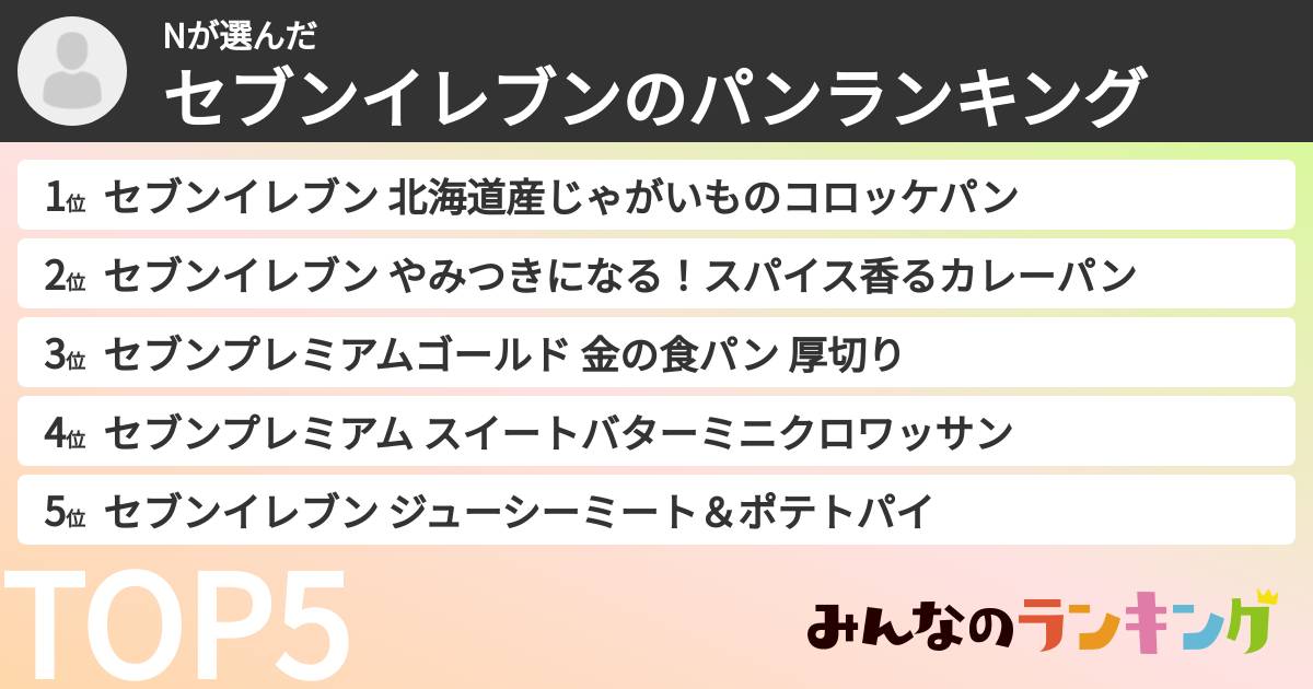 Nさんの「セブンイレブンのパンランキング」