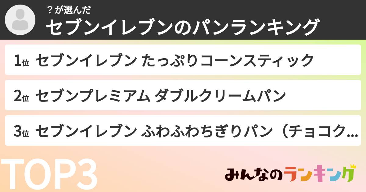 ？さんの「セブンイレブンのパンランキング」