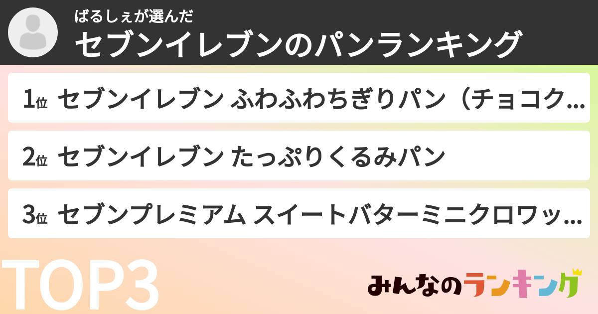 ばるしぇさんの「セブンイレブンのパンランキング」