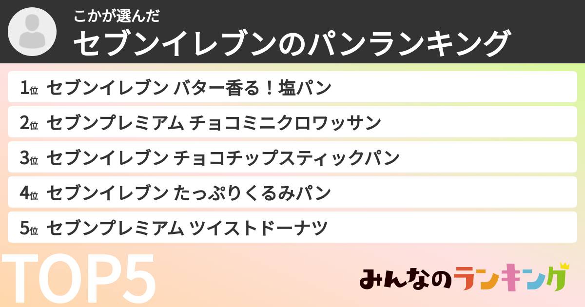 こかさんの「セブンイレブンのパンランキング」