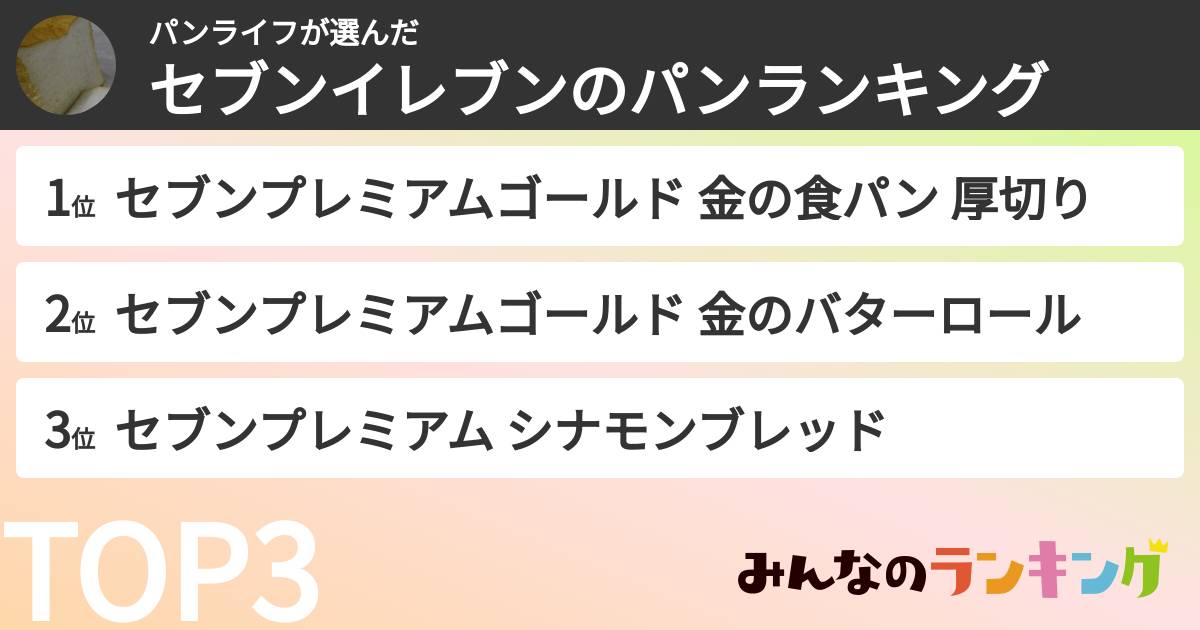 パンライフさんの「セブンイレブンのパンランキング」