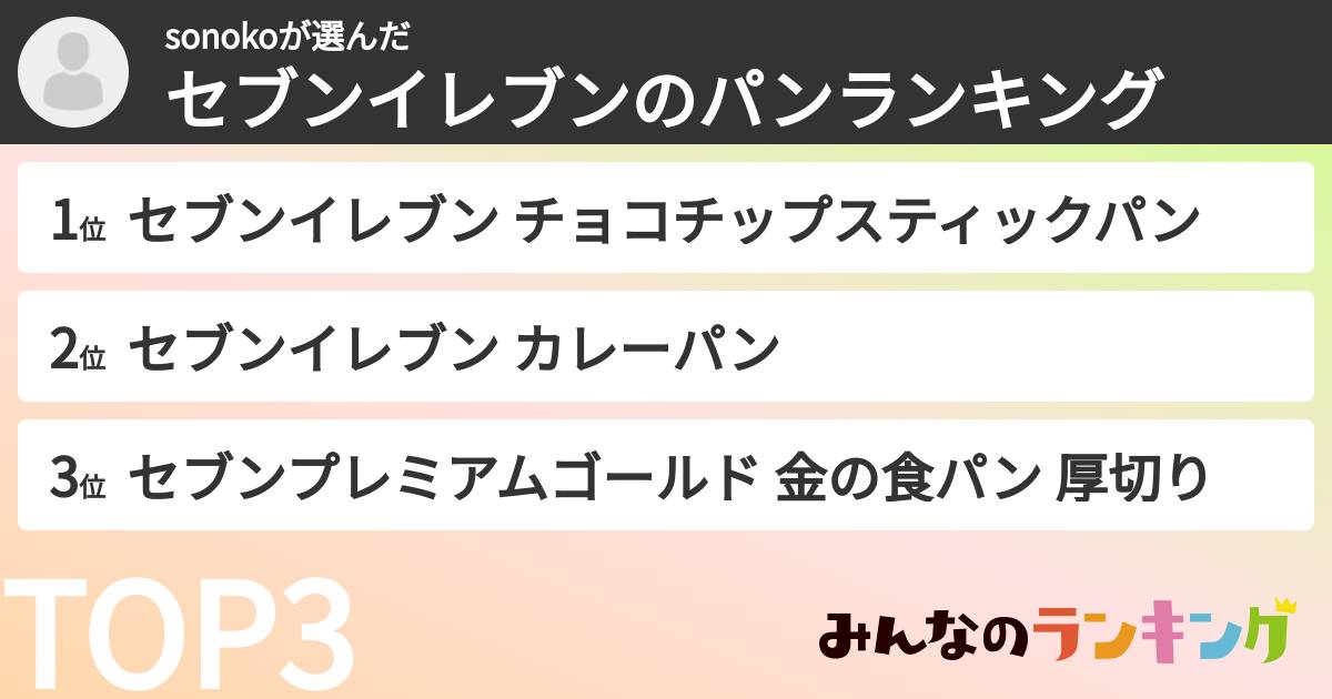 sonokoさんの「セブンイレブンのパンランキング」