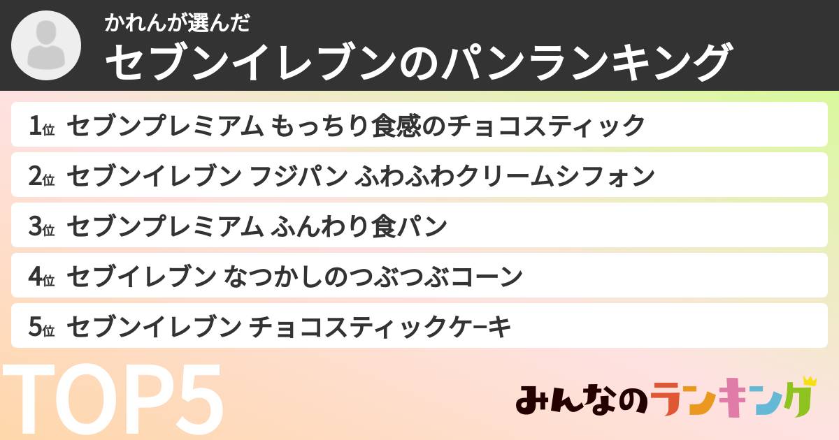 かれんさんの「セブンイレブンのパンランキング」