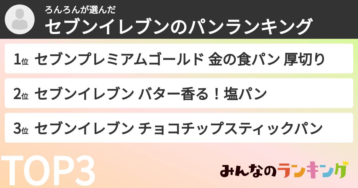 ろんろんさんの「セブンイレブンのパンランキング」