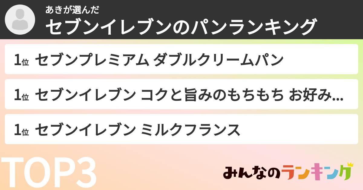 あきさんの「セブンイレブンのパンランキング」