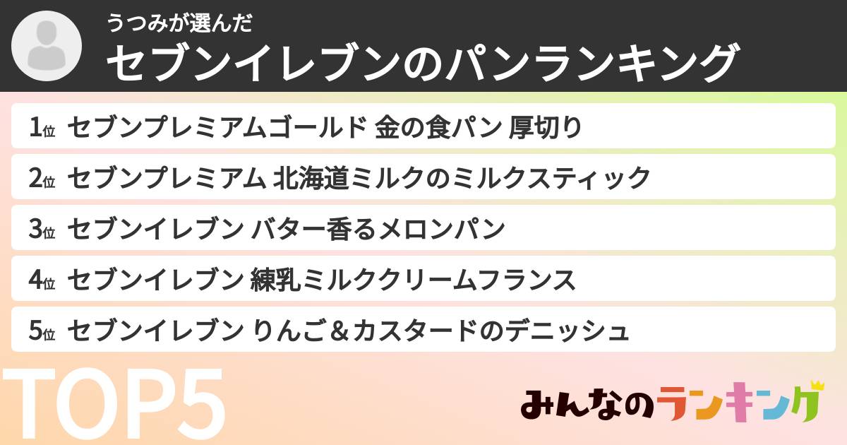 うつみさんの「セブンイレブンのパンランキング」