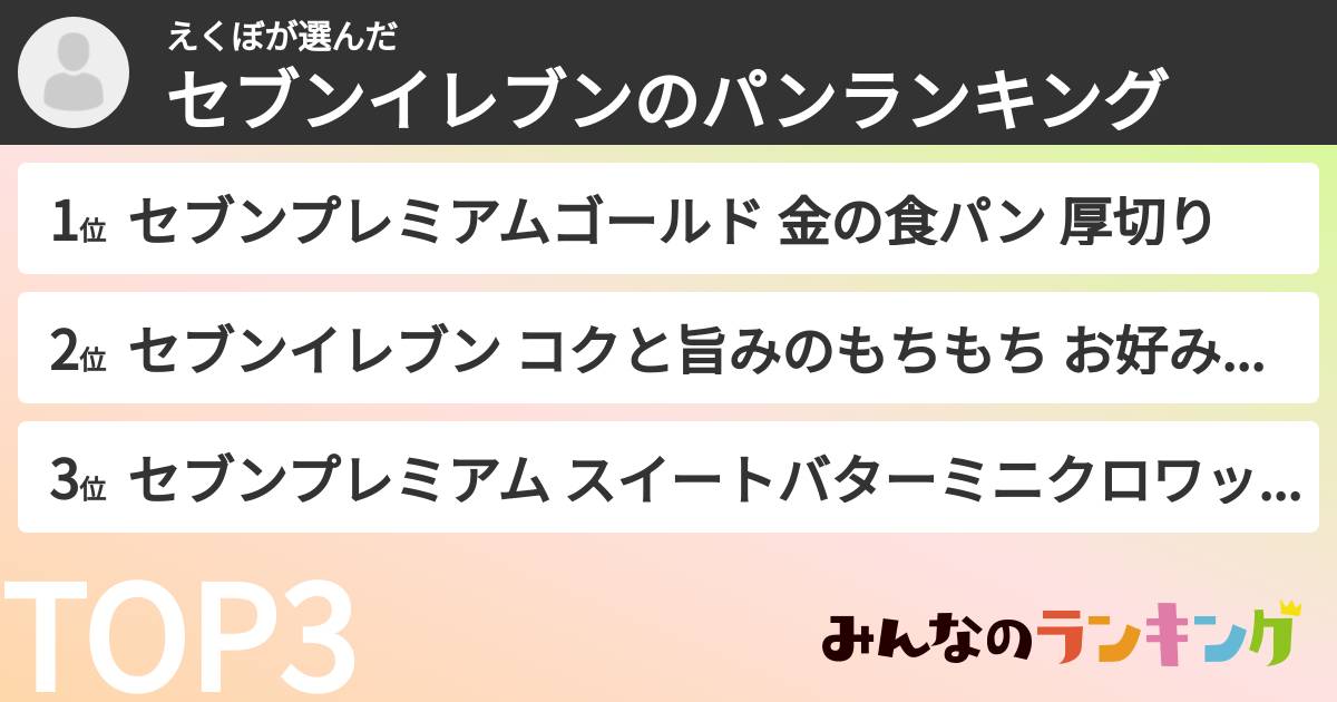 えくぼさんの「セブンイレブンのパンランキング」