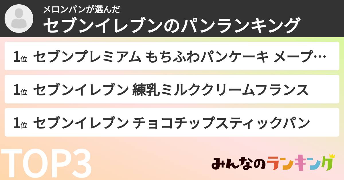 メロンパンさんの「セブンイレブンのパンランキング」