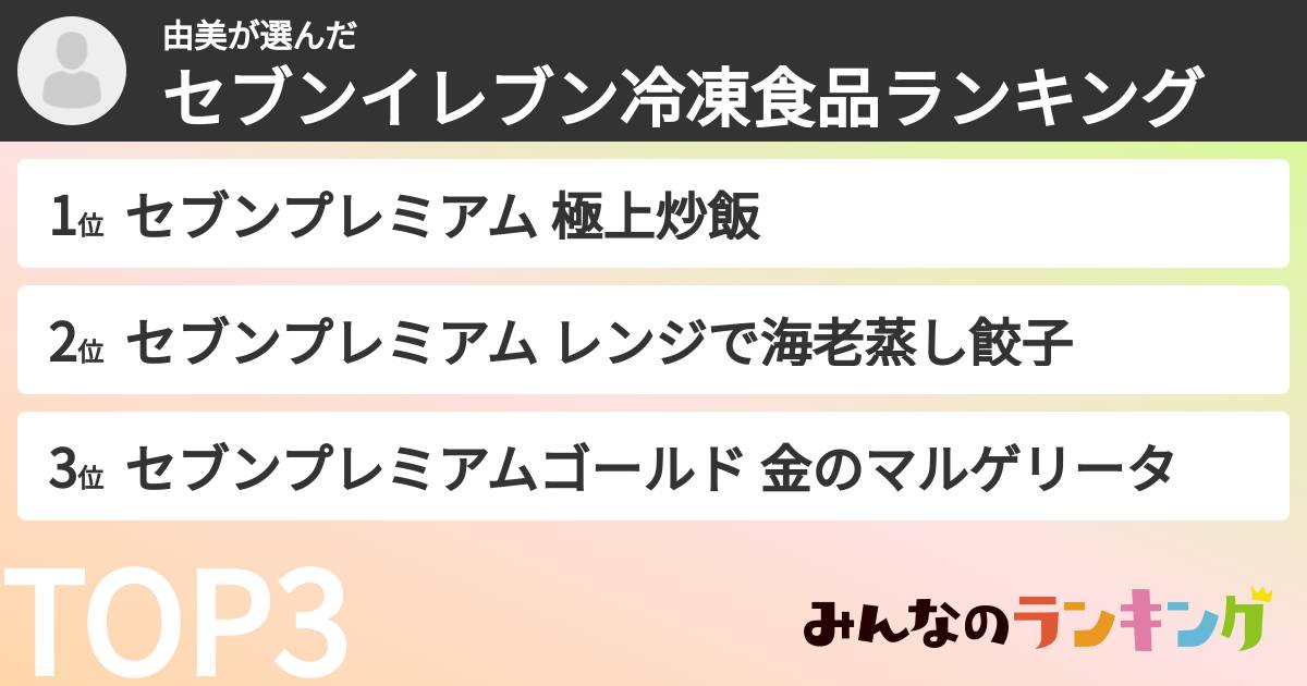 由美さんの「セブンイレブン冷凍食品ランキング」