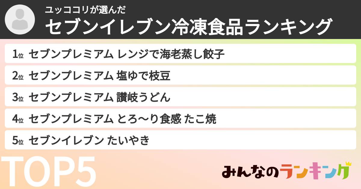 ユッココリさんの「セブンイレブン冷凍食品ランキング」
