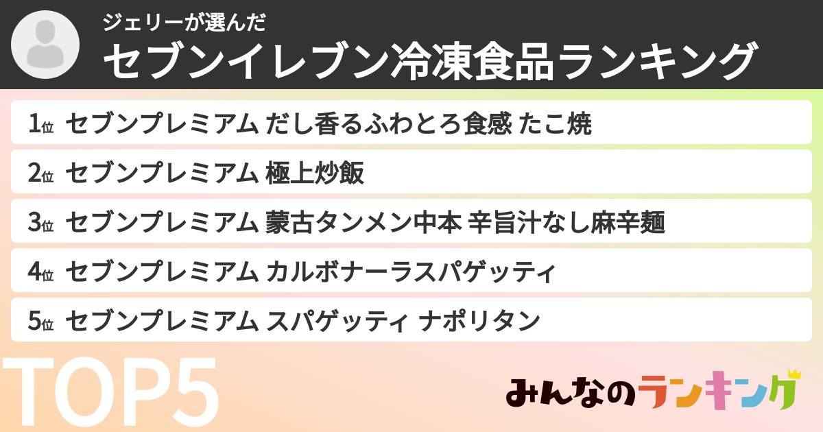 ジェリーさんの「セブンイレブン冷凍食品ランキング」