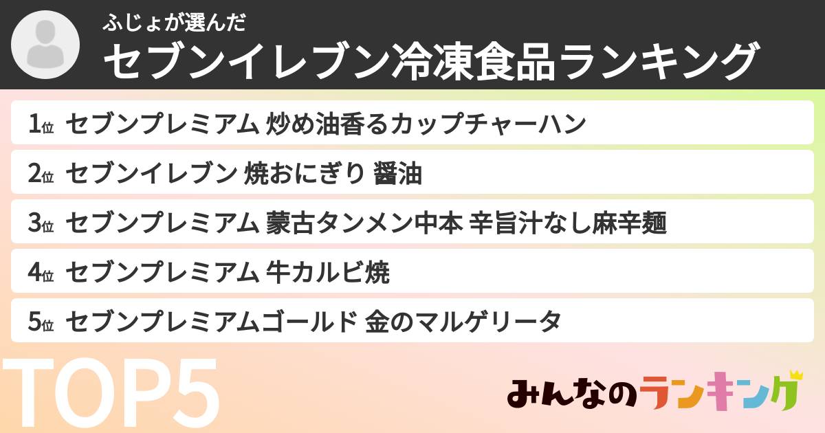 ふじょさんの「セブンイレブン冷凍食品ランキング」