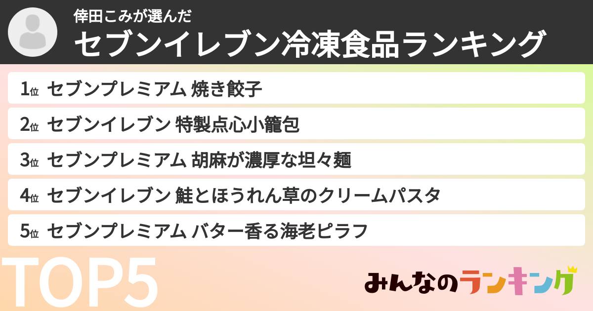 倖田こみさんの「セブンイレブン冷凍食品ランキング」