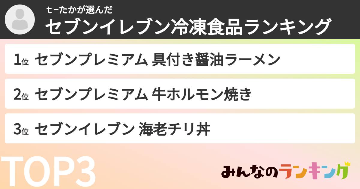 ｔ−たかさんの「セブンイレブン冷凍食品ランキング」