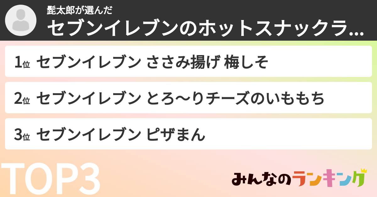 髭太郎さんの「セブンイレブンのホットスナックランキング」