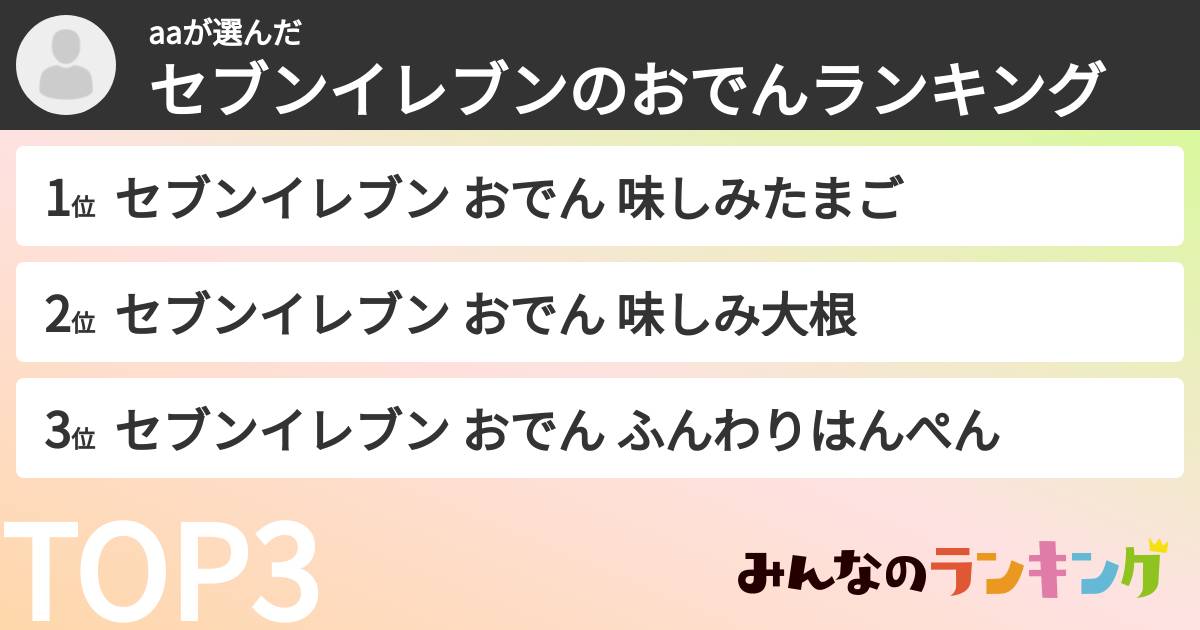aaさんの「セブンイレブンのおでんランキング」