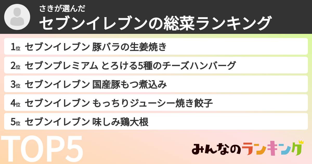さきさんの「セブンイレブンの惣菜ランキング」
