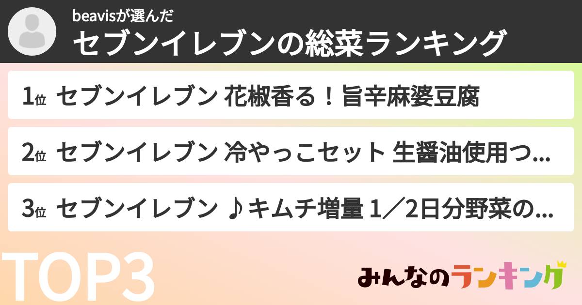 beavisさんの「セブンイレブンの惣菜ランキング」