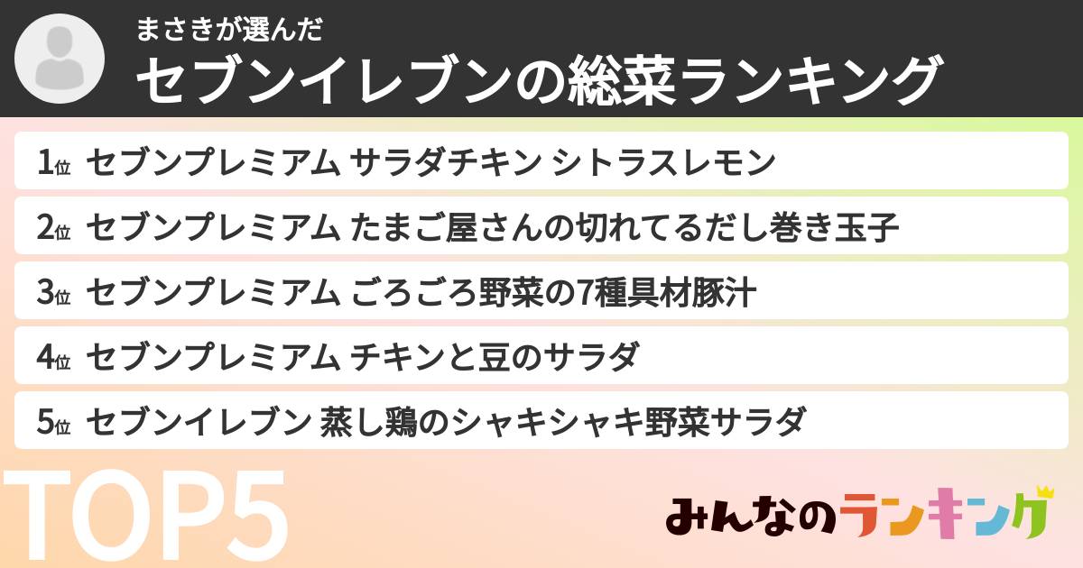 まさきさんの「セブンイレブンの惣菜ランキング」