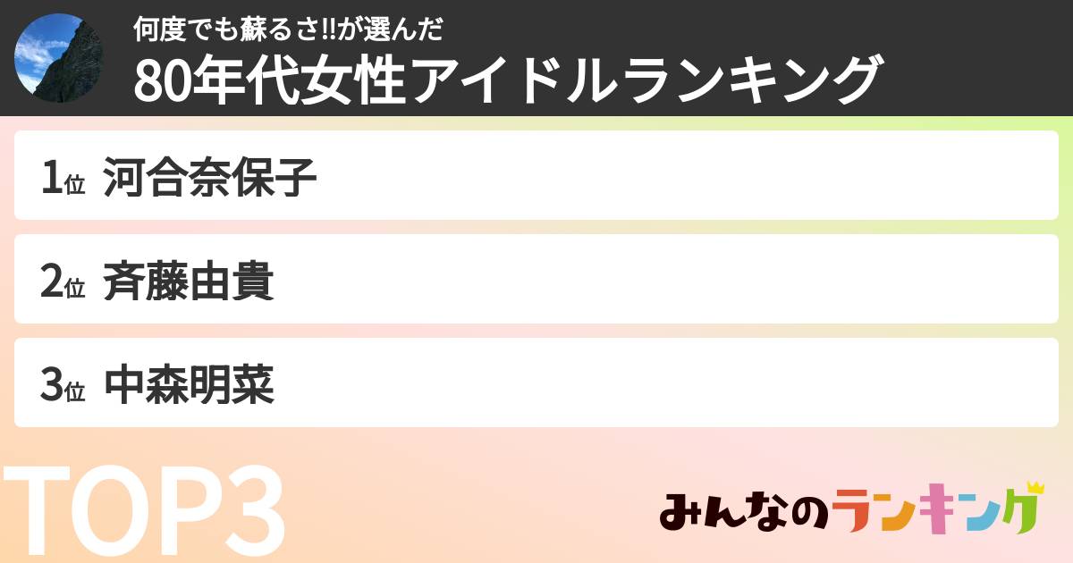 何度でも蘇るさ‼︎さんの「80年代女性アイドルランキング」