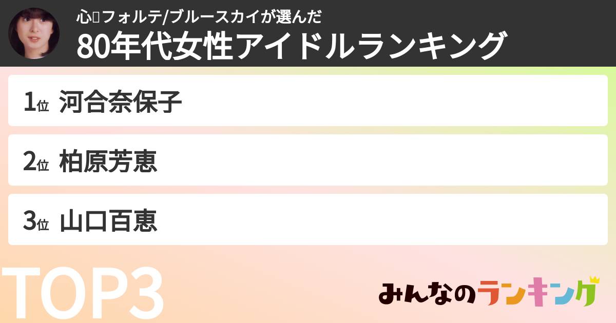 心💟フォルテ/ブルースカイさんの「80年代女性アイドルランキング」