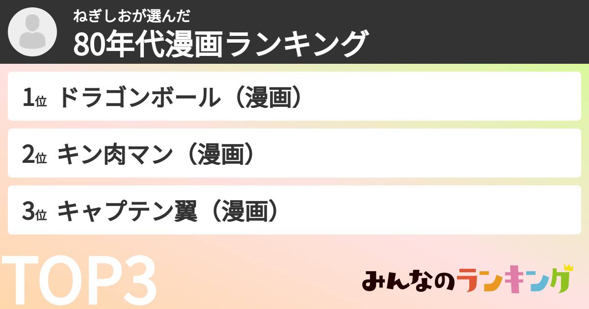 ねぎしおさんの「80年代漫画ランキング」