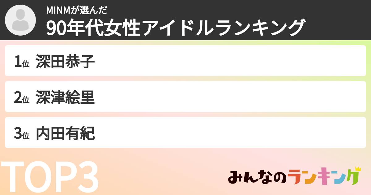 MINMさんの「90年代女性アイドルランキング」
