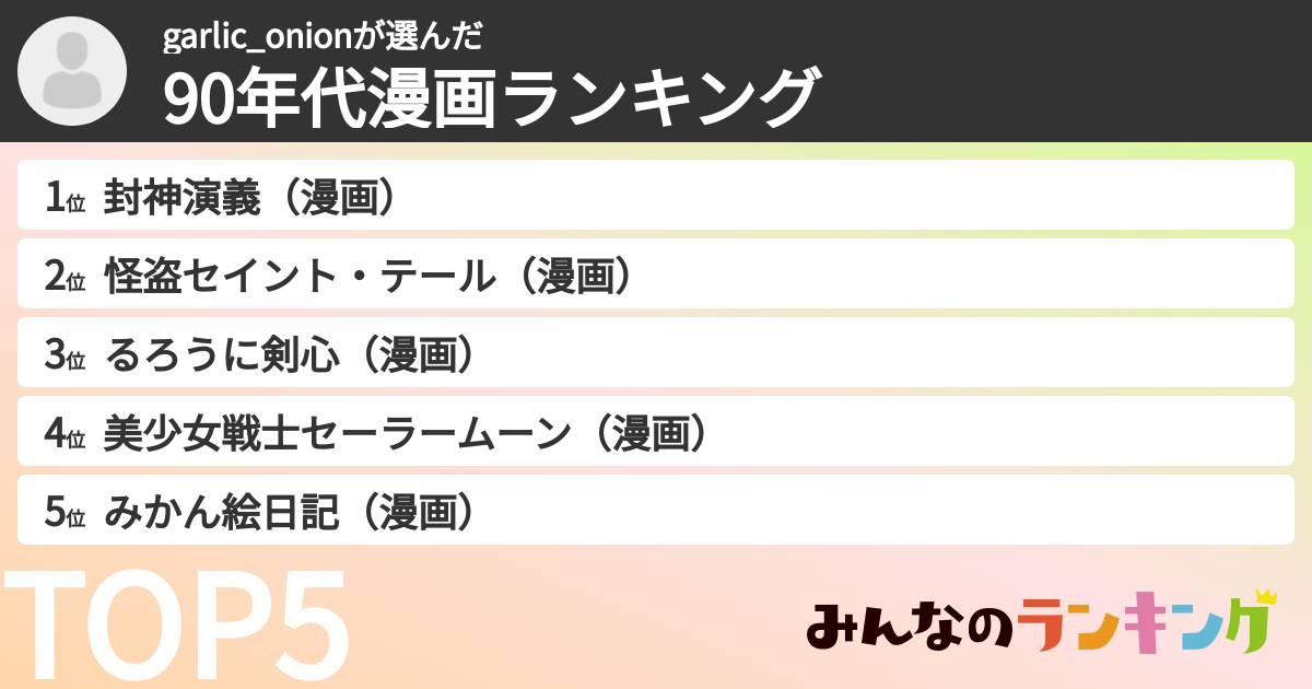 garlic_onionさんの「90年代漫画ランキング」