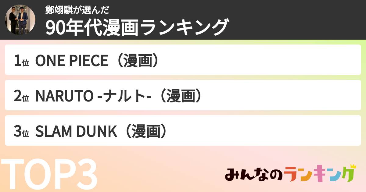 鄭翊騏さんの「90年代漫画ランキング」