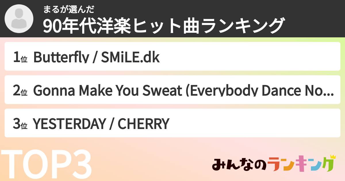 まるさんの「90年代洋楽ヒット曲ランキング」