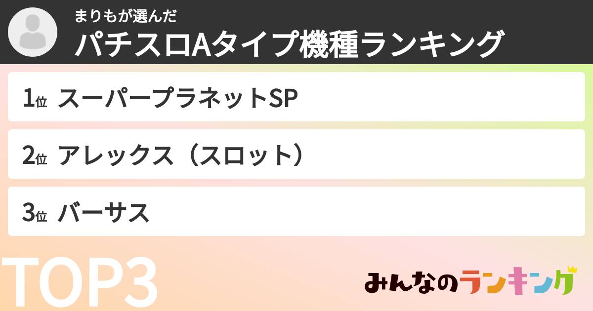 まりもさんの「パチスロAタイプ機種ランキング」
