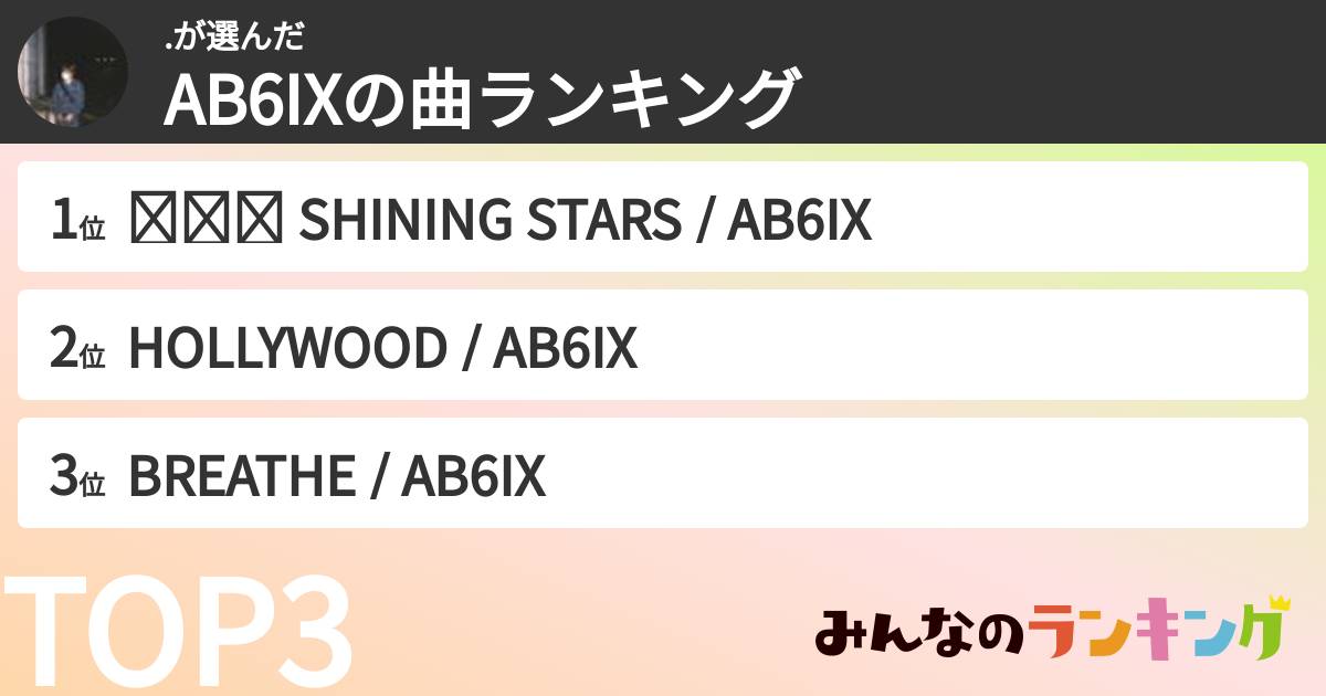 .さんの「AB6IXの曲ランキング」