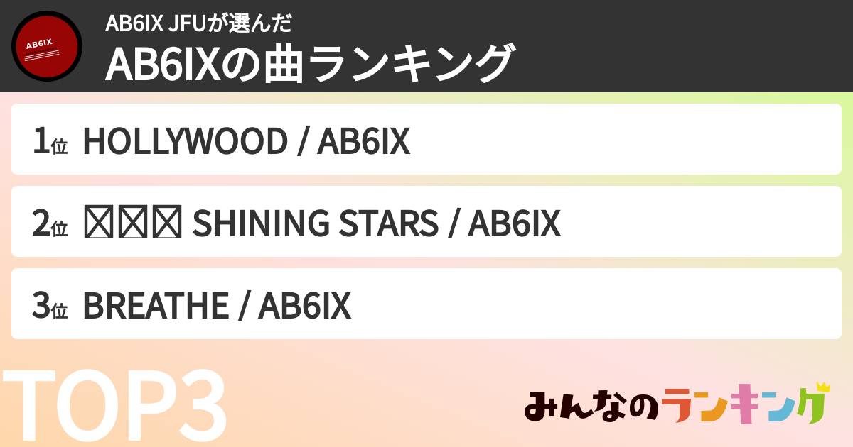AB6IX JFUさんの「AB6IXの曲ランキング」